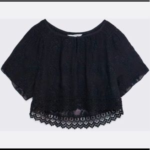 Zara Embroidered Lace Crop Top